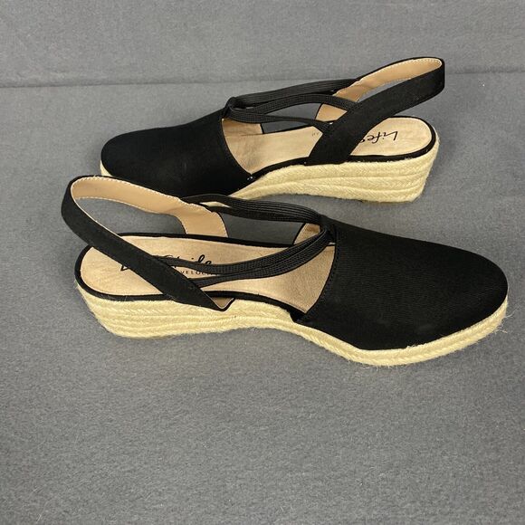 LifeStride Katrina 2 Cushioned Canvas Wedge Sandals in Black Size 10 NIB - Picture 4 of 13